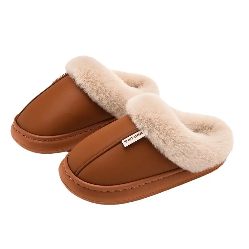 2025 New Cotton Slippers for Girls Autumn and Winter Waterproof Warmth Plus Velvet Casual Couple Home Stuffed Slippers for Men