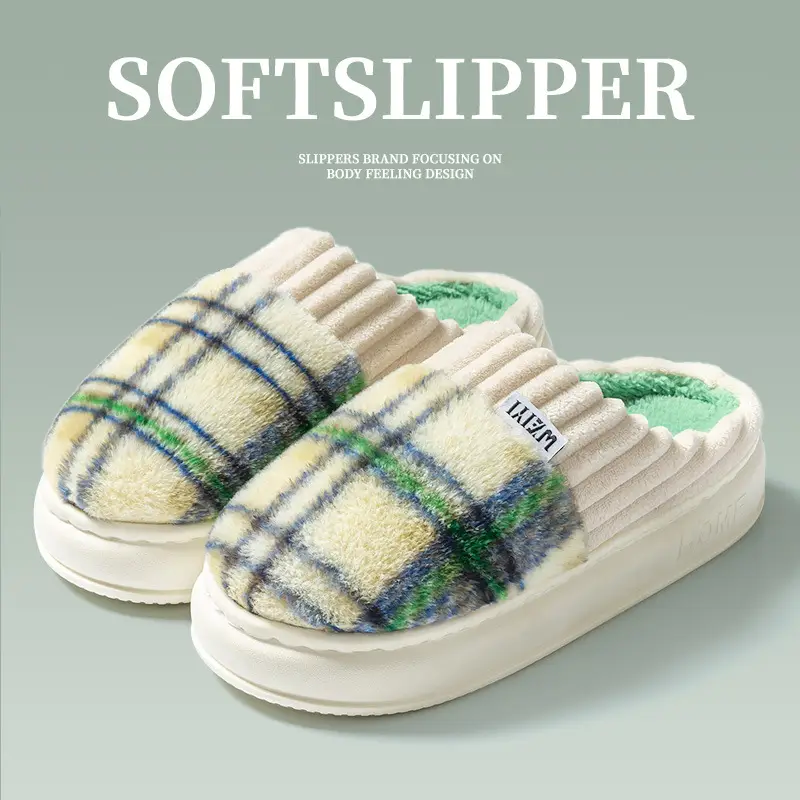 2025 New Cotton Slippers for Girls Autumn and Winter Waterproof Warmth Plus Velvet Casual Couple Home Stuffed Slippers for Men