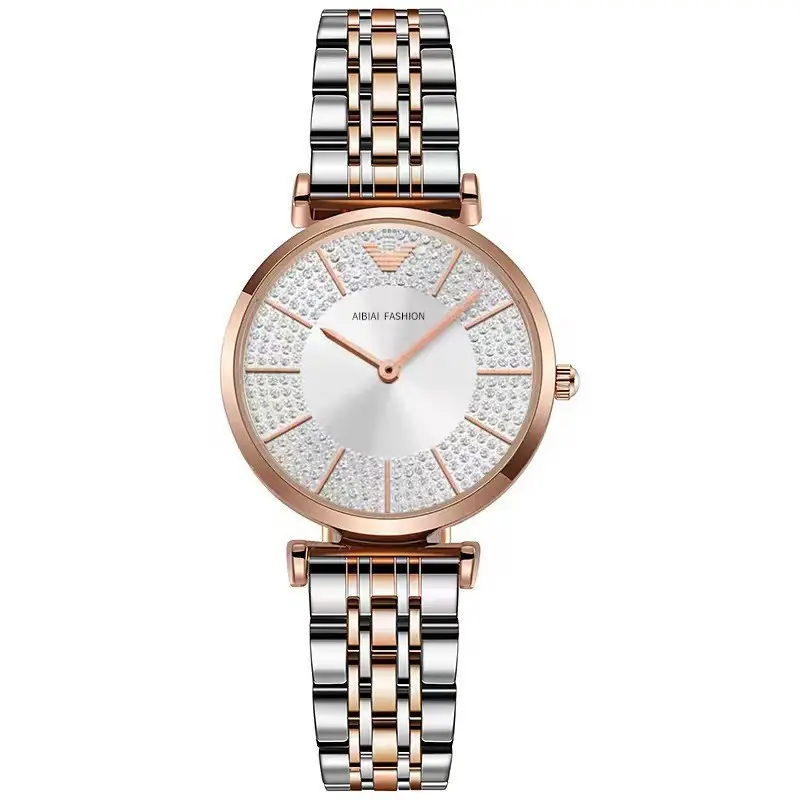 Women's Light Luxury Quartz Watch Waterproof Silver Crystal Band - Image 5