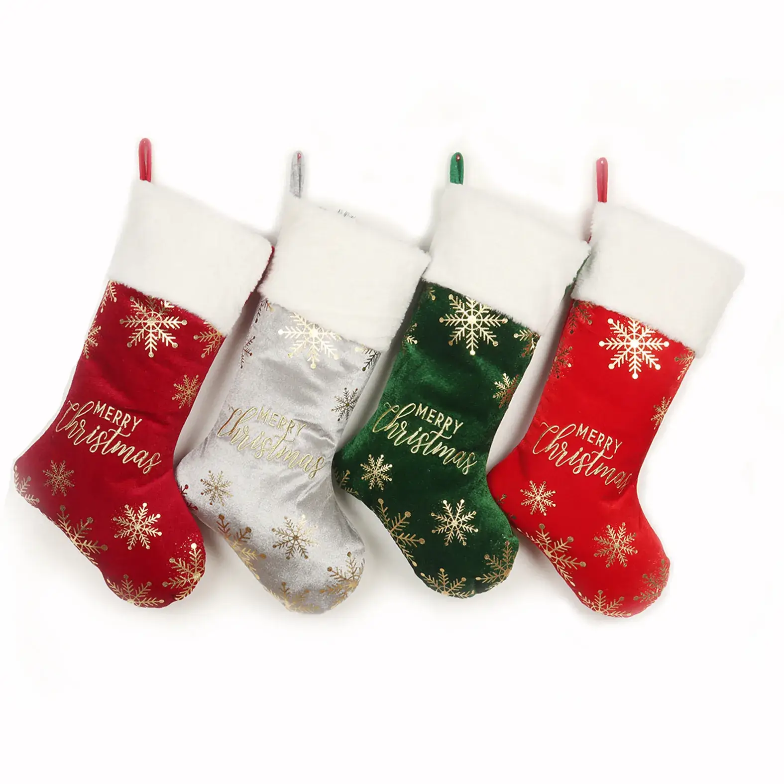 Red Embroidered Christmas Stocking Large Size Candy Bag - Image 9