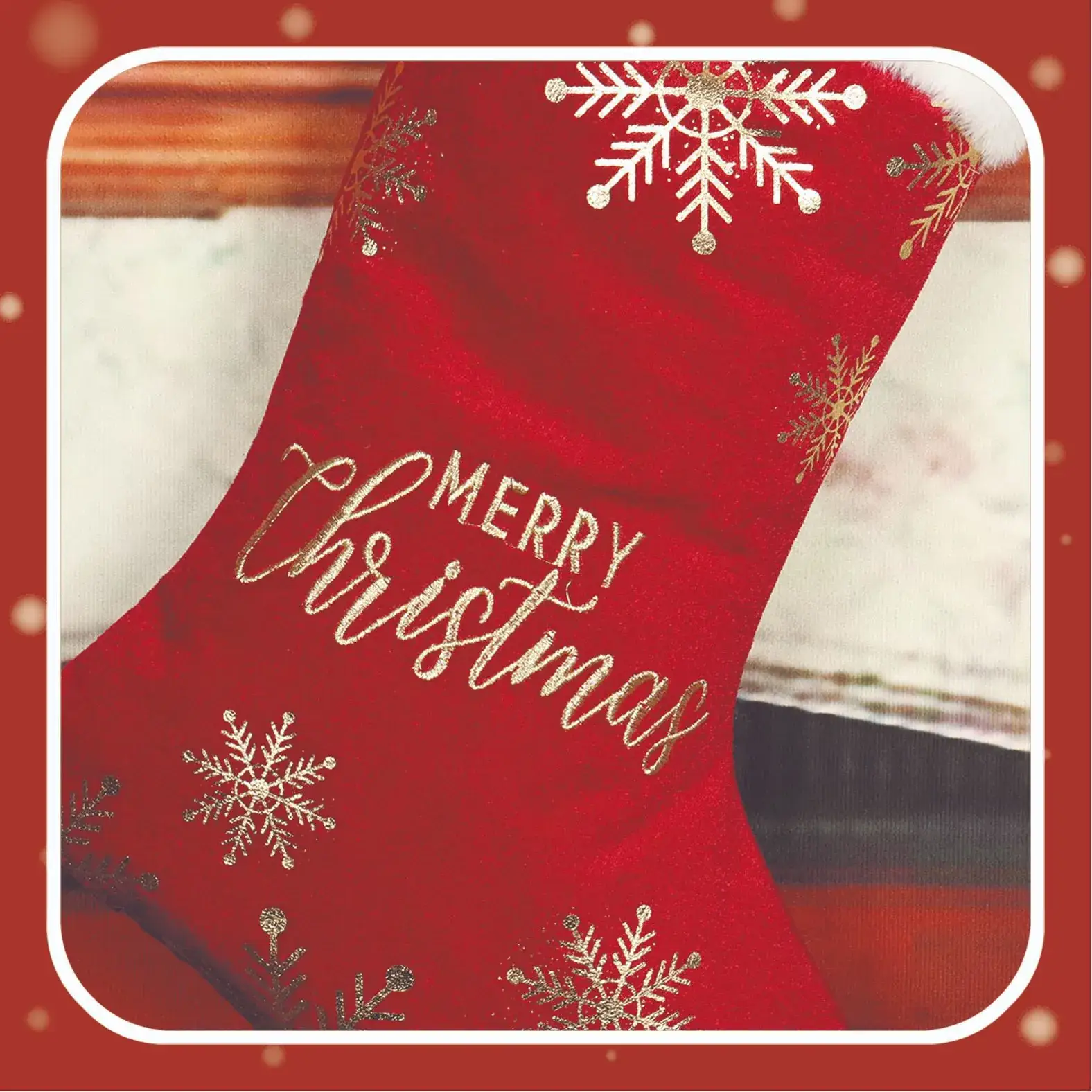 Red Embroidered Christmas Stocking Large Size Candy Bag — feature 6