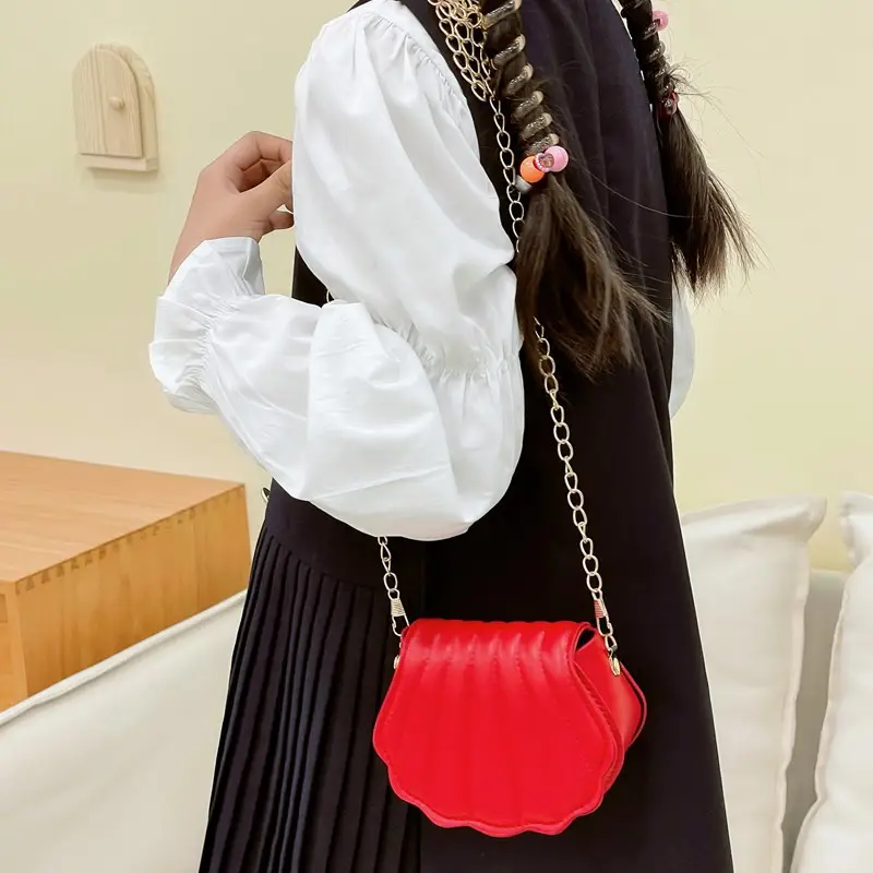 Cute Shell Bag for Kids Girls Blue Chain Shoulder - Image 9