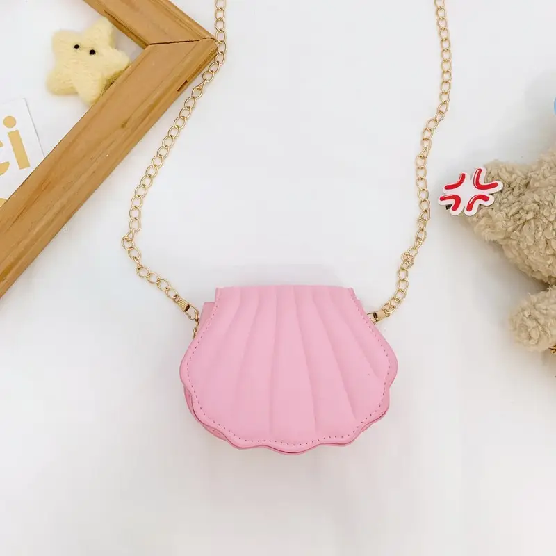 Cute Shell Bag for Kids Girls Blue Chain Shoulder - Image 4