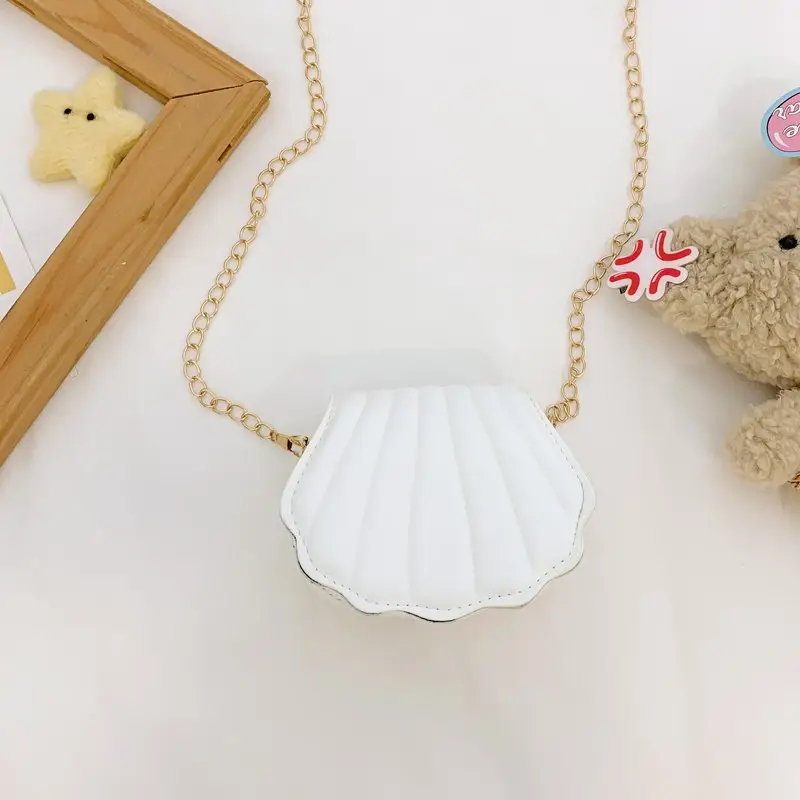 Cute Shell Bag for Kids Girls Blue Chain Shoulder - Image 5