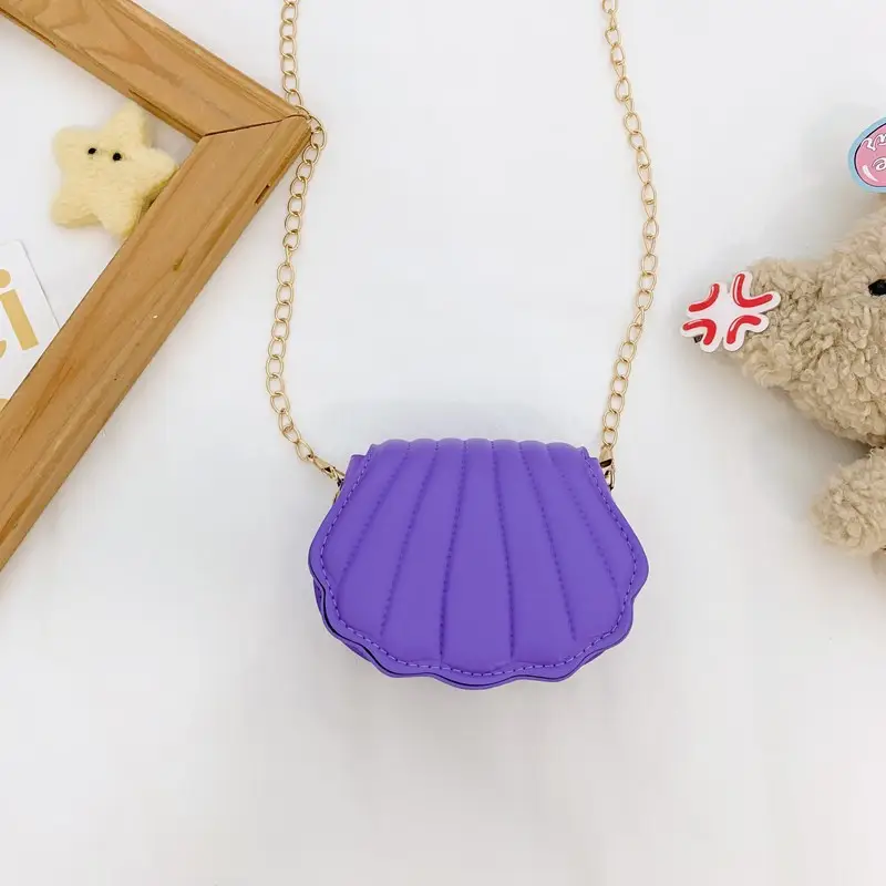 Cute Shell Bag for Kids Girls Blue Chain Shoulder - Image 6