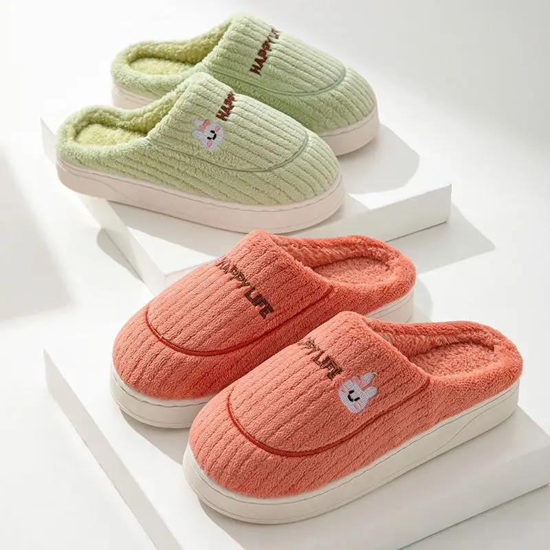Cotton Slippers Winter New Home Indoor Warm Couple Cute Rabbit Non-slip Plush Winter Slippers for Men and Women