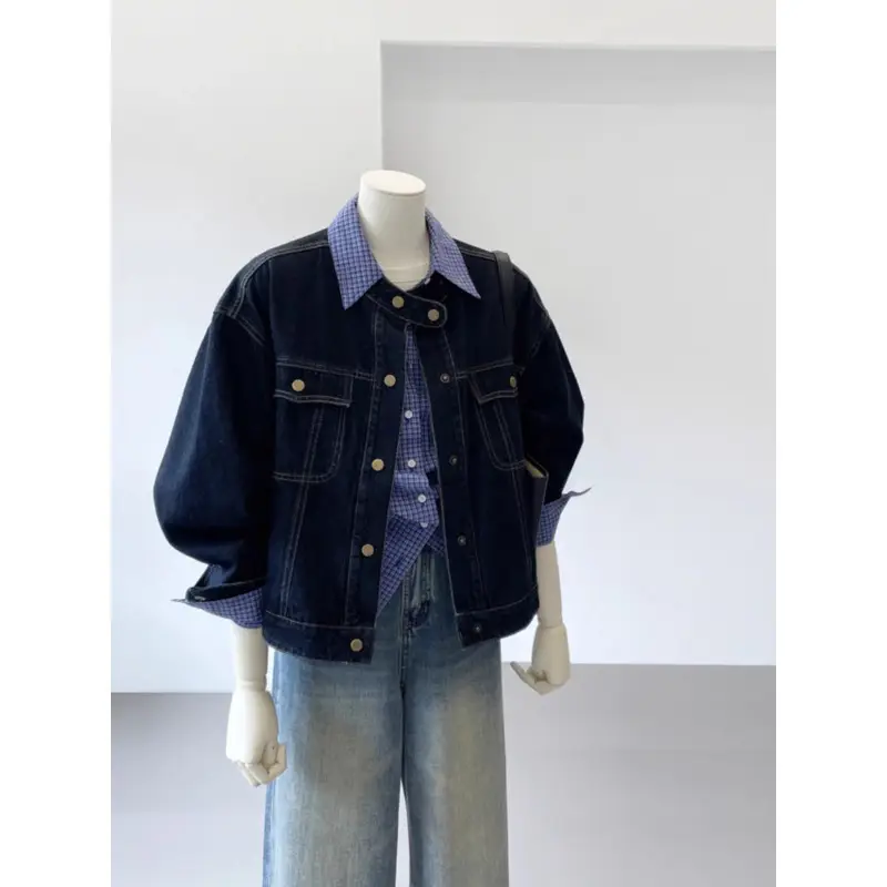 Women Denim Jacket Dark Blue 2024 Small
