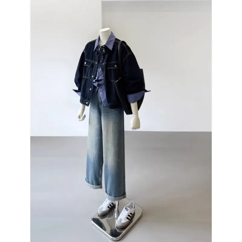 Women Denim Jacket Dark Blue 2024 Small — feature 4