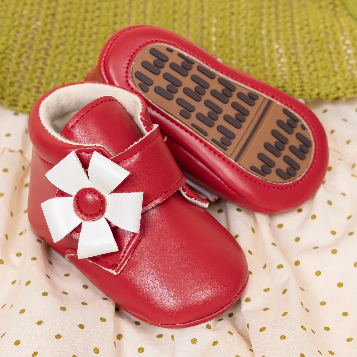 Brown Flower Velcro Baby Shoes for Toddlers — feature 10