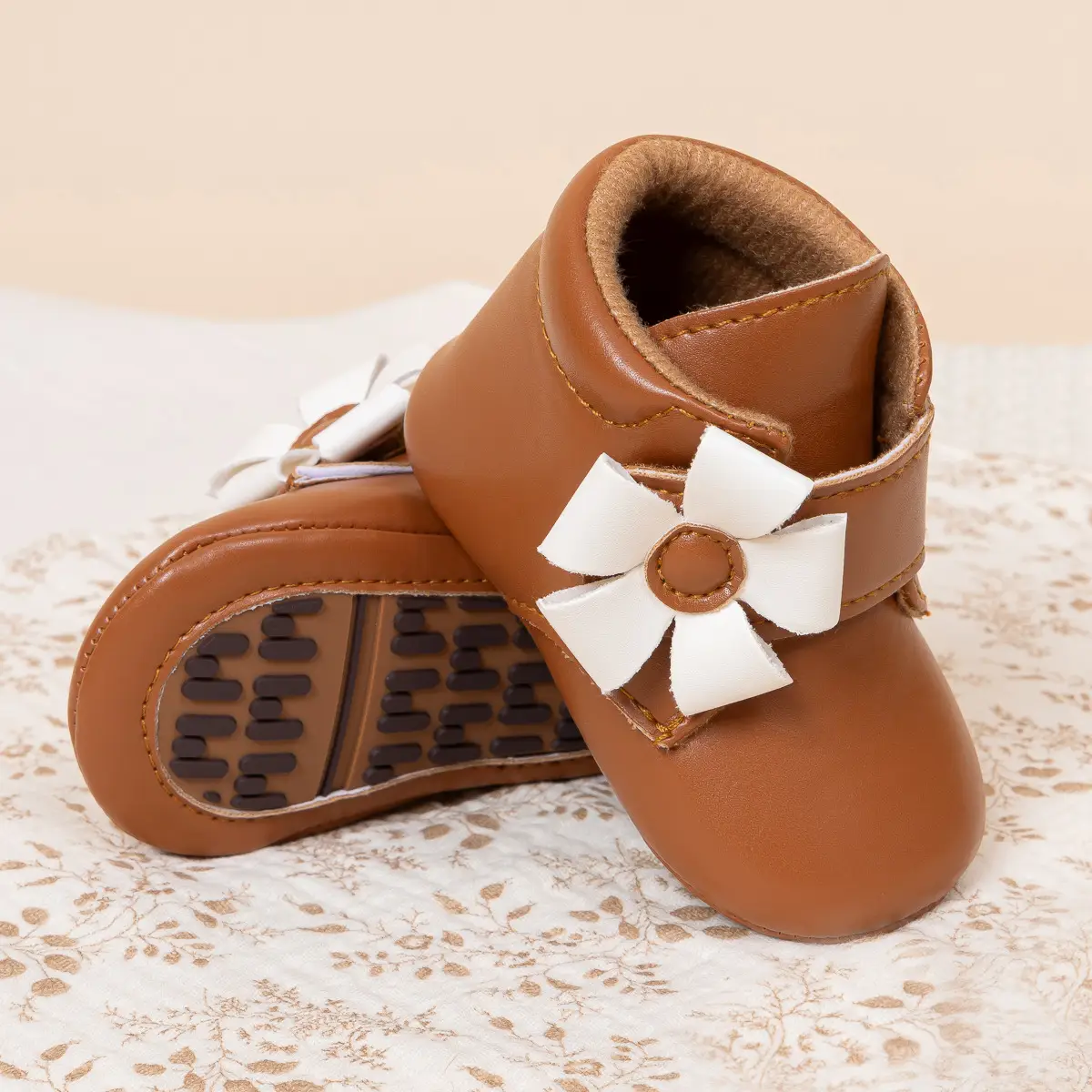 Brown Flower Velcro Baby Shoes for Toddlers — feature 18