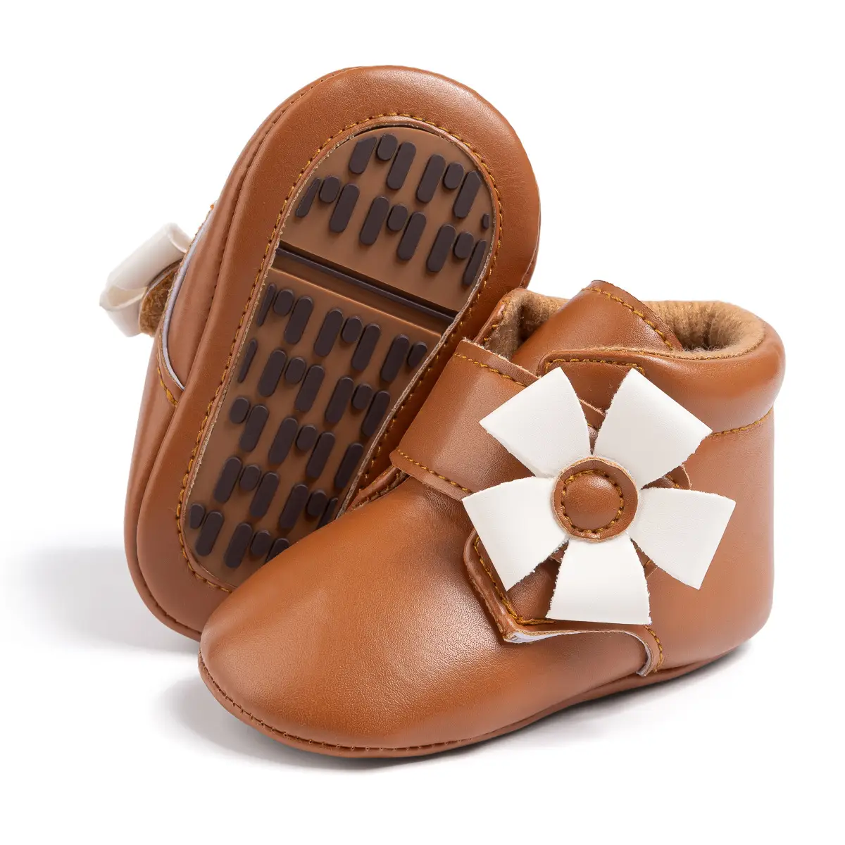 Brown Flower Velcro Baby Shoes for Toddlers — feature 21