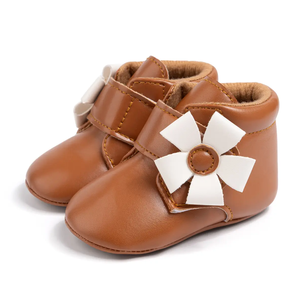 Brown Flower Velcro Baby Shoes for Toddlers — feature 23