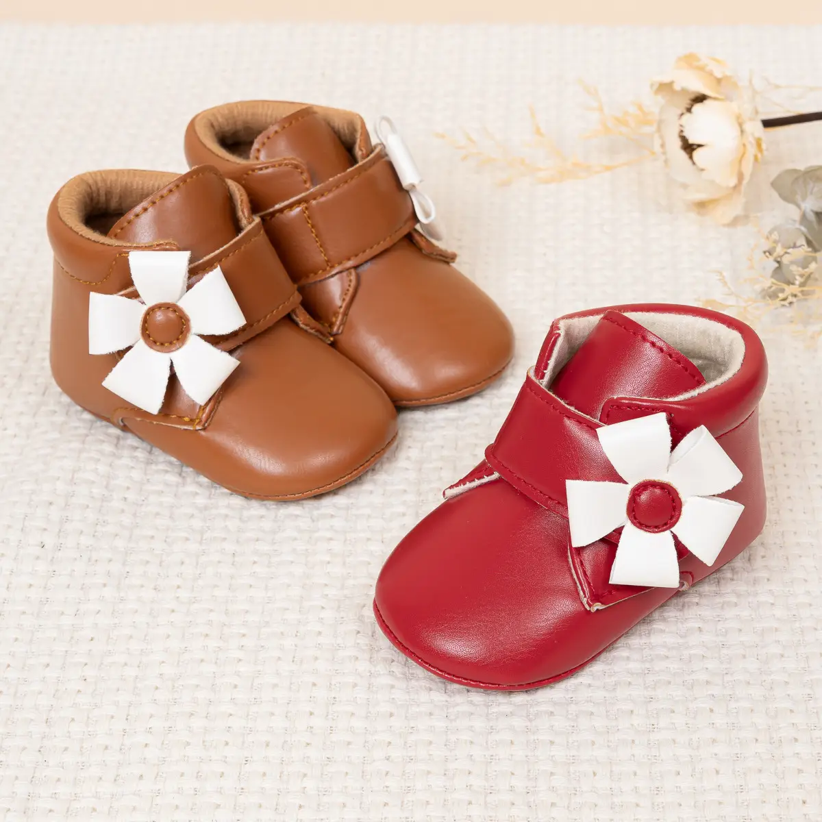 Brown Flower Velcro Baby Shoes for Toddlers — feature 5