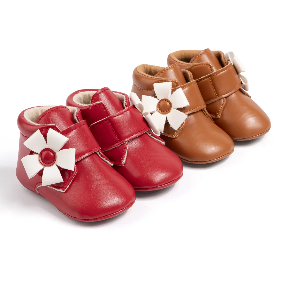 Brown Flower Velcro Baby Shoes for Toddlers — feature 6