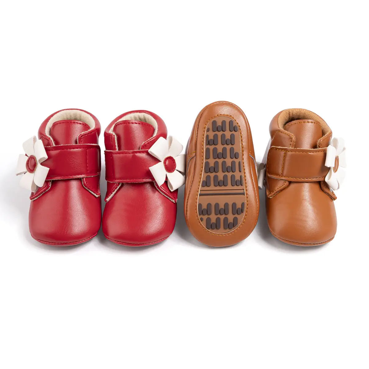 Brown Flower Velcro Baby Shoes for Toddlers — feature 7