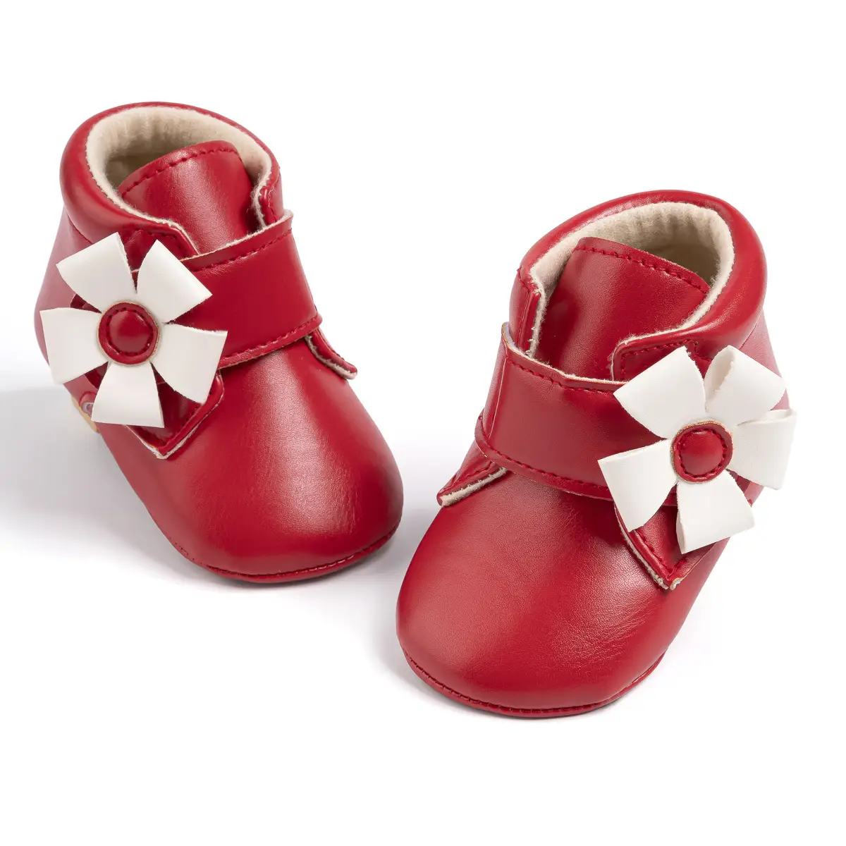 Brown Flower Velcro Baby Shoes for Toddlers