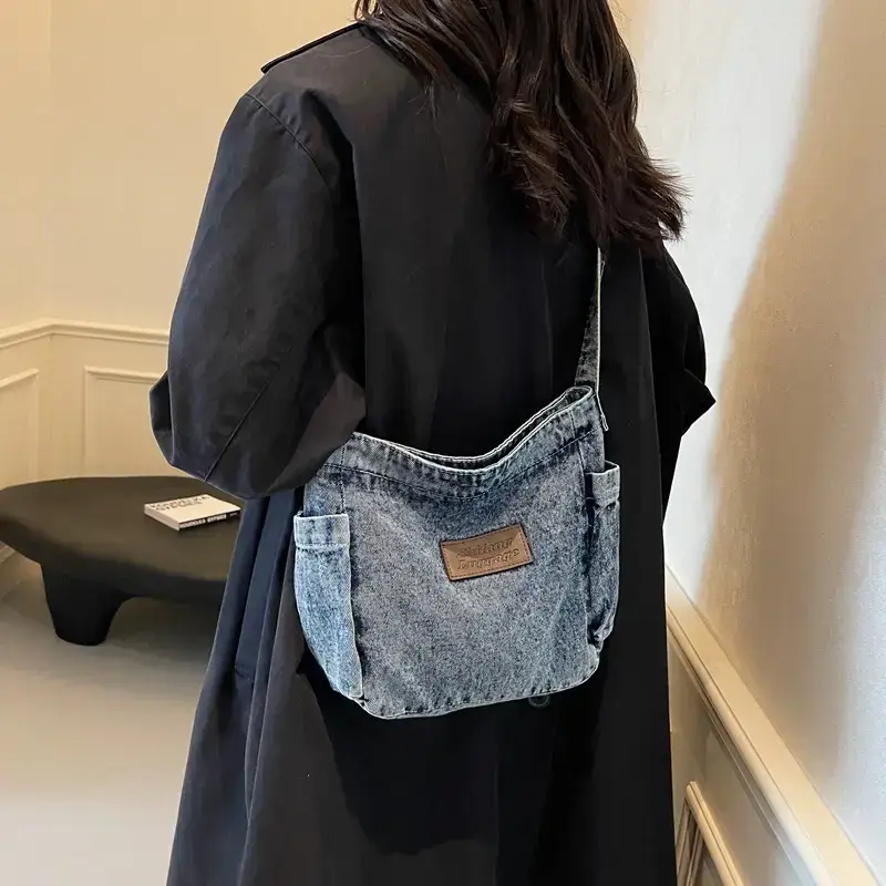 Denim Crossbody Bag for Women Retro Style - Image 5