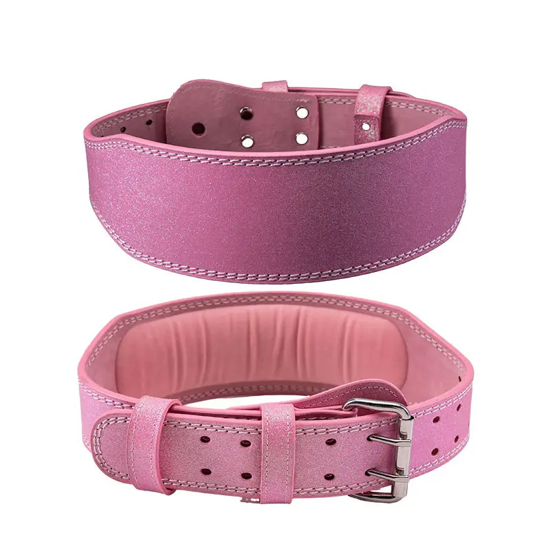 Pink Leather Fitness Waist Belt with Buckle