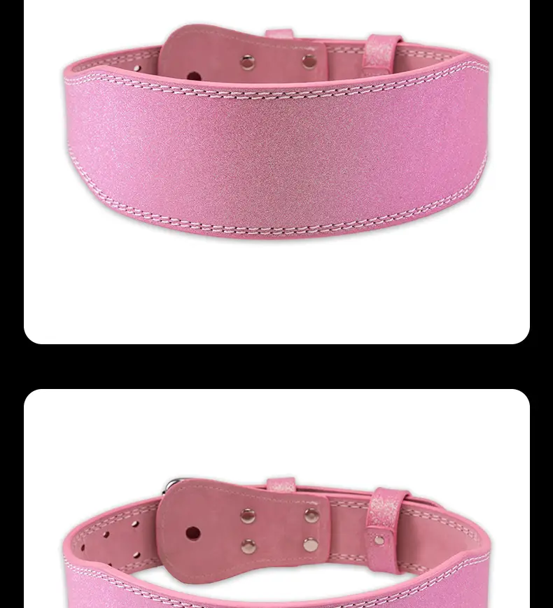 Pink Leather Fitness Waist Belt with Buckle — feature 12