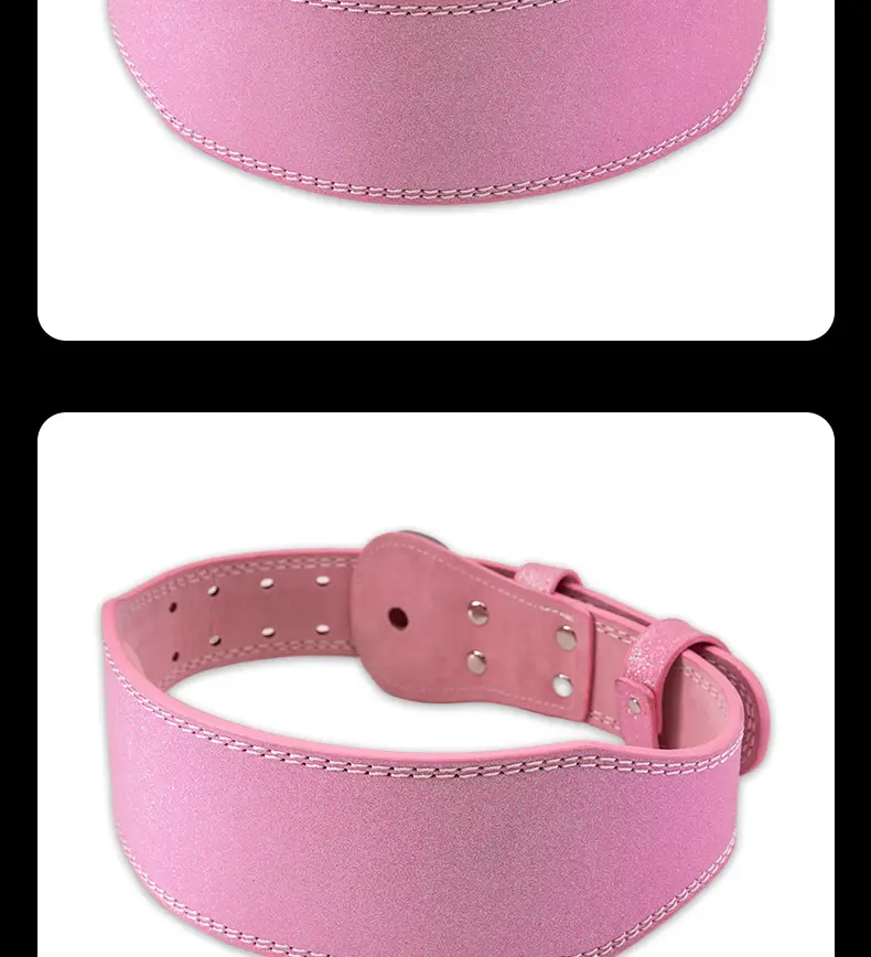 Pink Leather Fitness Waist Belt with Buckle — feature 13