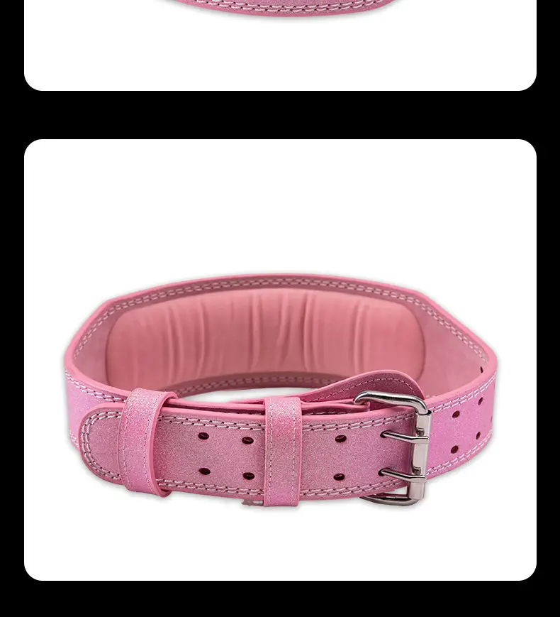 Pink Leather Fitness Waist Belt with Buckle — feature 14