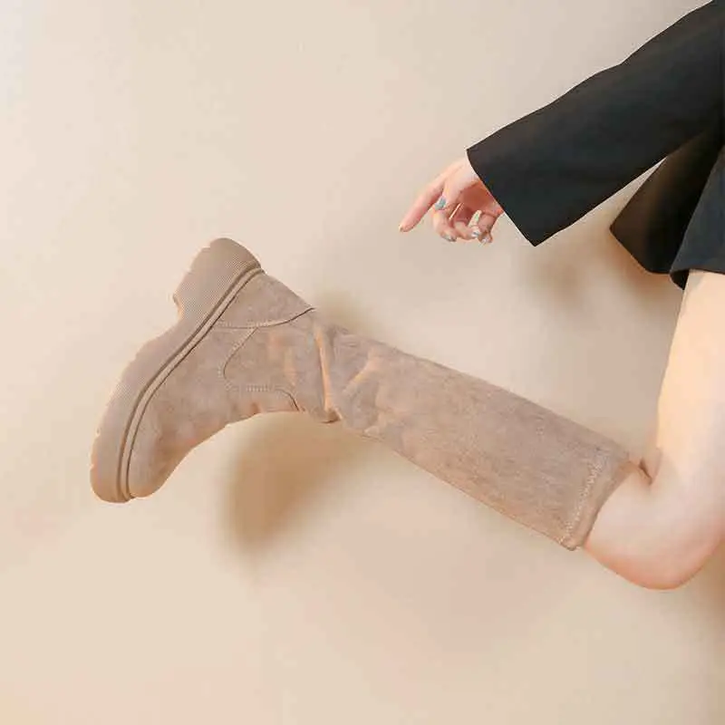 Korean-style Over-the-Knee Boots Women 2024 Winter