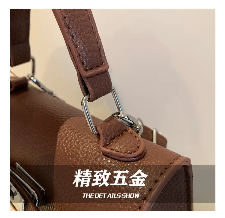 White Kelly Shoulder Bag with Litchi Clasp — feature 4