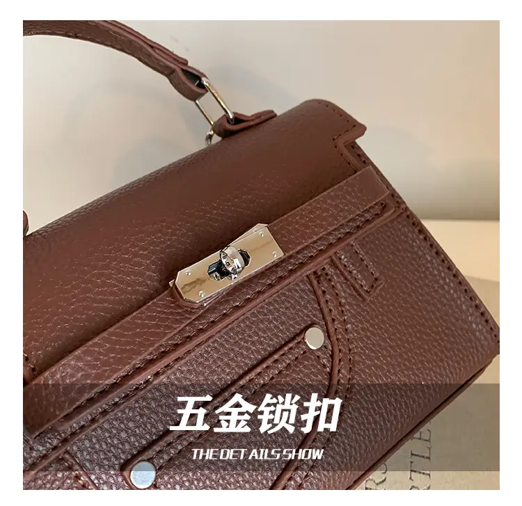 White Kelly Shoulder Bag with Litchi Clasp — feature 6