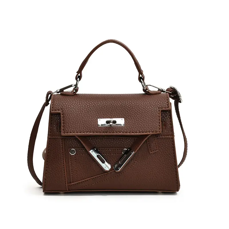 White Kelly Shoulder Bag with Litchi Clasp - Image 3