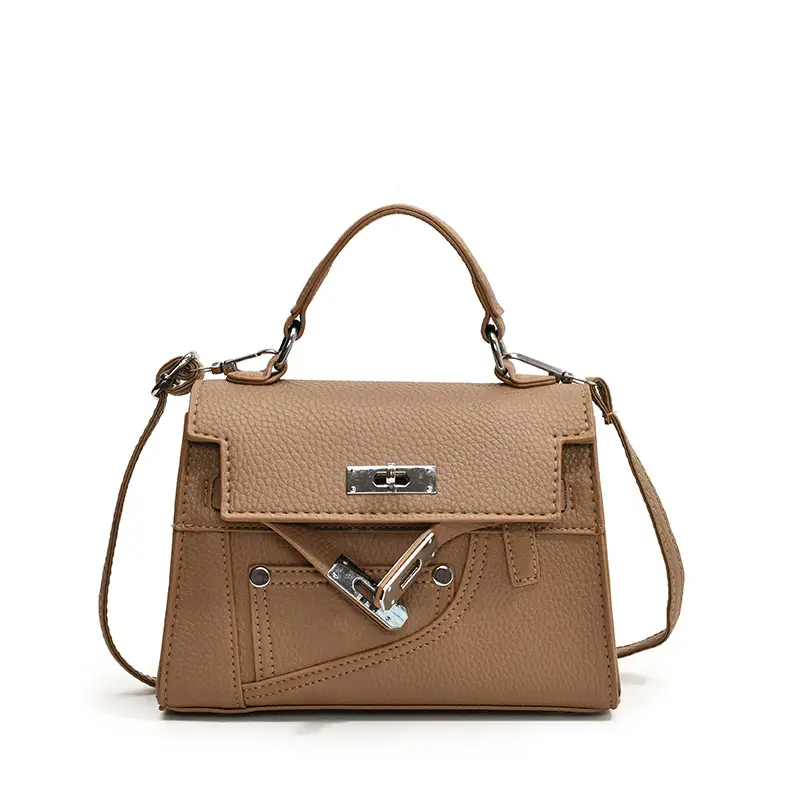 White Kelly Shoulder Bag with Litchi Clasp - Image 4