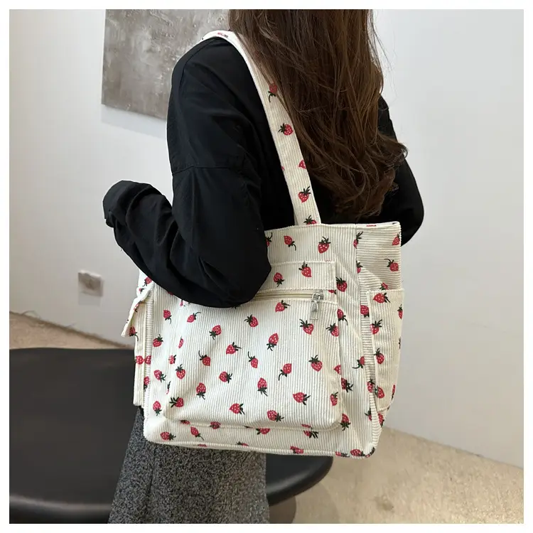 Pink Strawberry Print Shoulder Bag for Women — feature 10