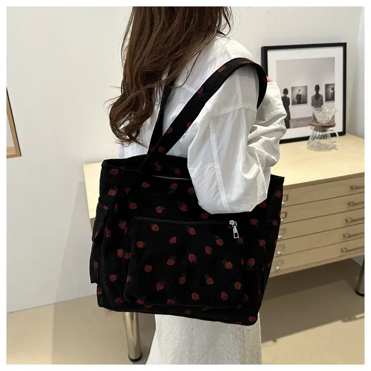 Pink Strawberry Print Shoulder Bag for Women — feature 13