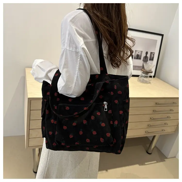 Pink Strawberry Print Shoulder Bag for Women — feature 14