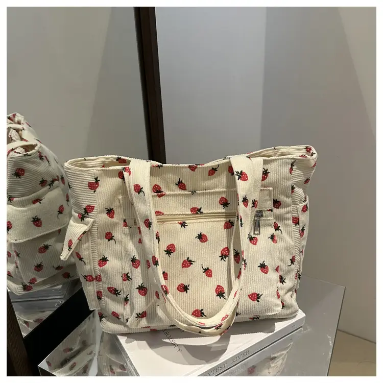 Pink Strawberry Print Shoulder Bag for Women — feature 15