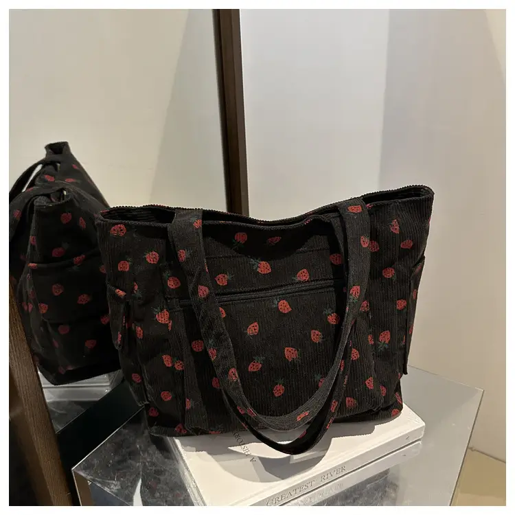Pink Strawberry Print Shoulder Bag for Women — feature 16