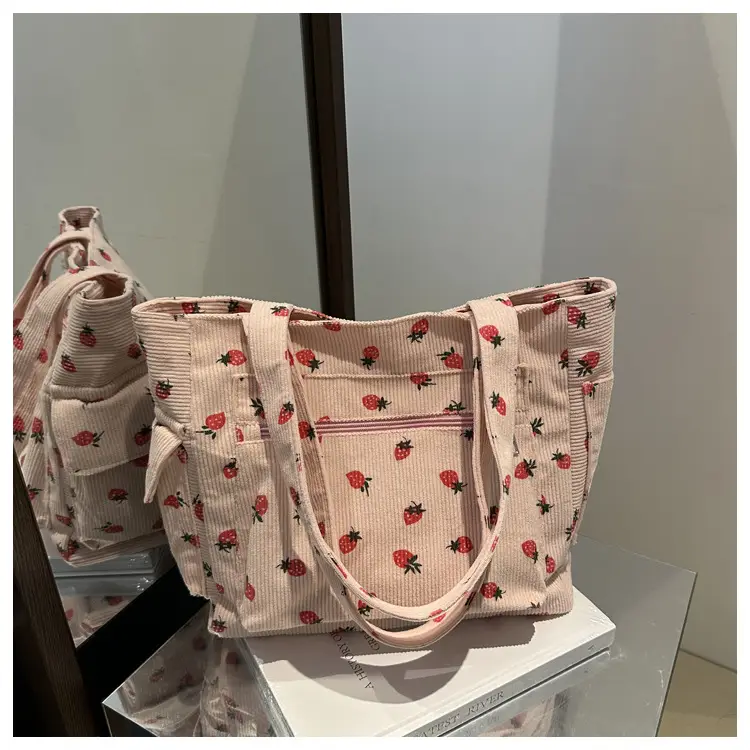 Pink Strawberry Print Shoulder Bag for Women — feature 17
