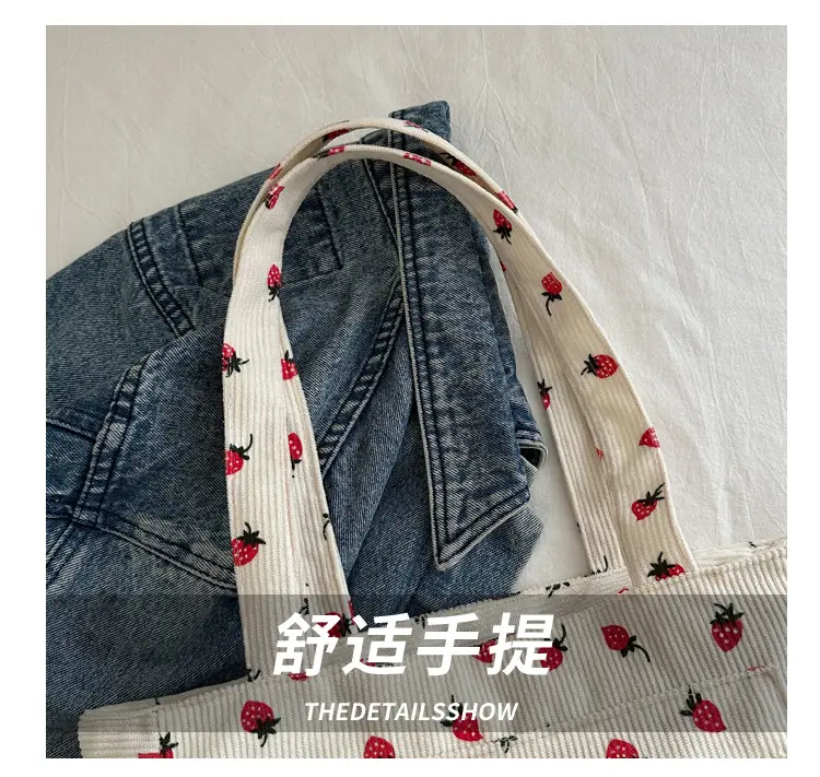 Pink Strawberry Print Shoulder Bag for Women — feature 4
