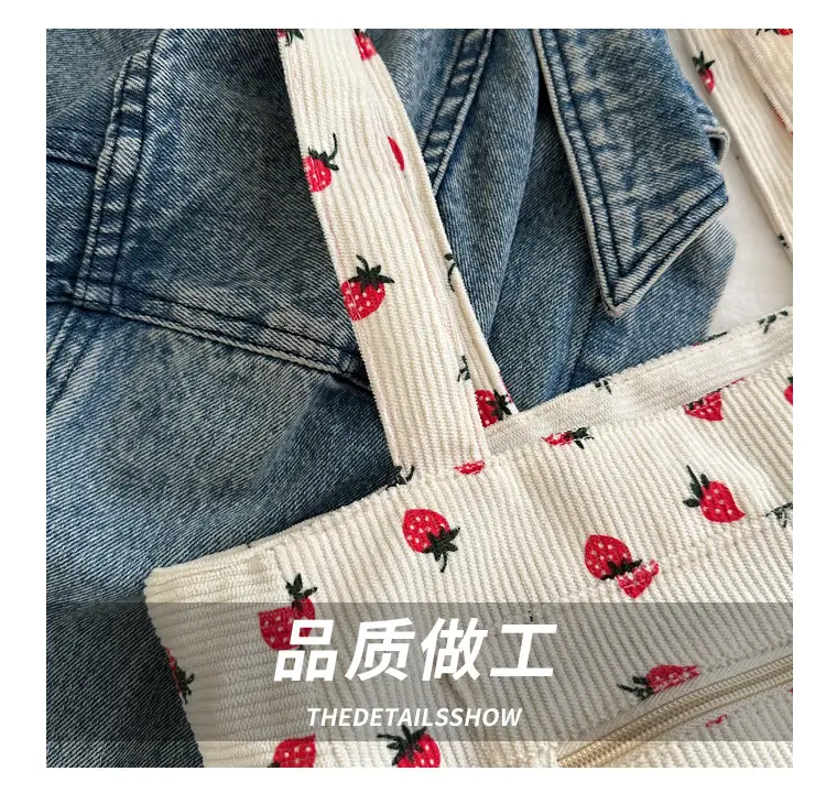 Pink Strawberry Print Shoulder Bag for Women — feature 5