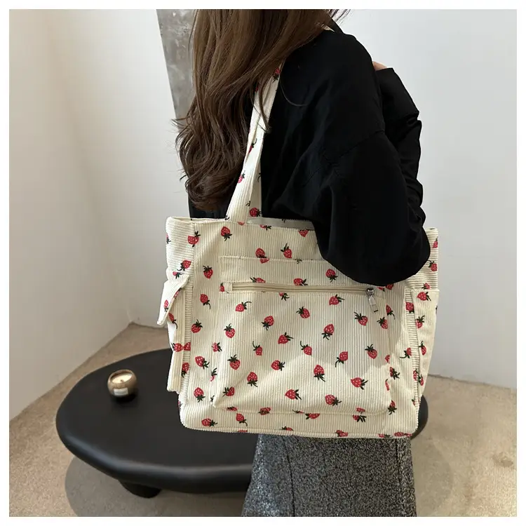 Pink Strawberry Print Shoulder Bag for Women — feature 9