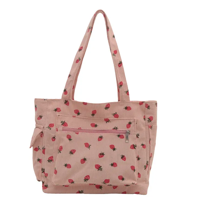 Pink Strawberry Print Shoulder Bag for Women - Image 2
