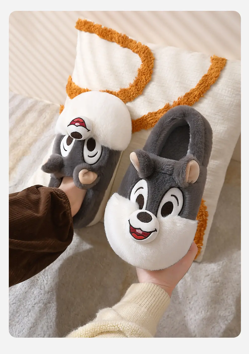 New Squirrel Cartoon Cotton Slippers Women Winter Warm Non-Slip — feature 14