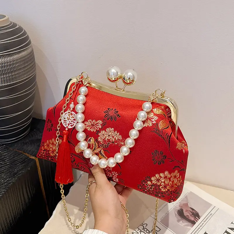 Women Embroidered Pearl Handbag Set 2024 Autumn Winter - Image 2