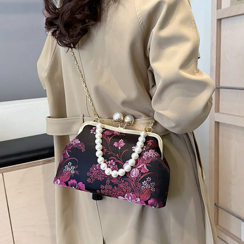 Women Embroidered Pearl Handbag Set 2024 Autumn Winter - Image 3