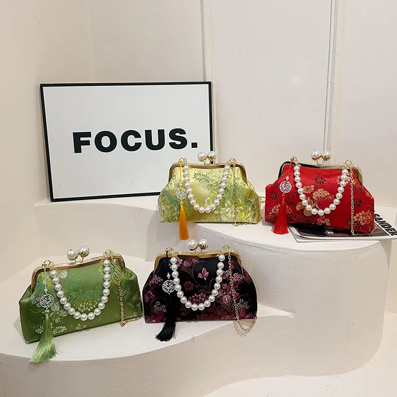 Women Embroidered Pearl Handbag Set 2024 Autumn Winter - Image 5
