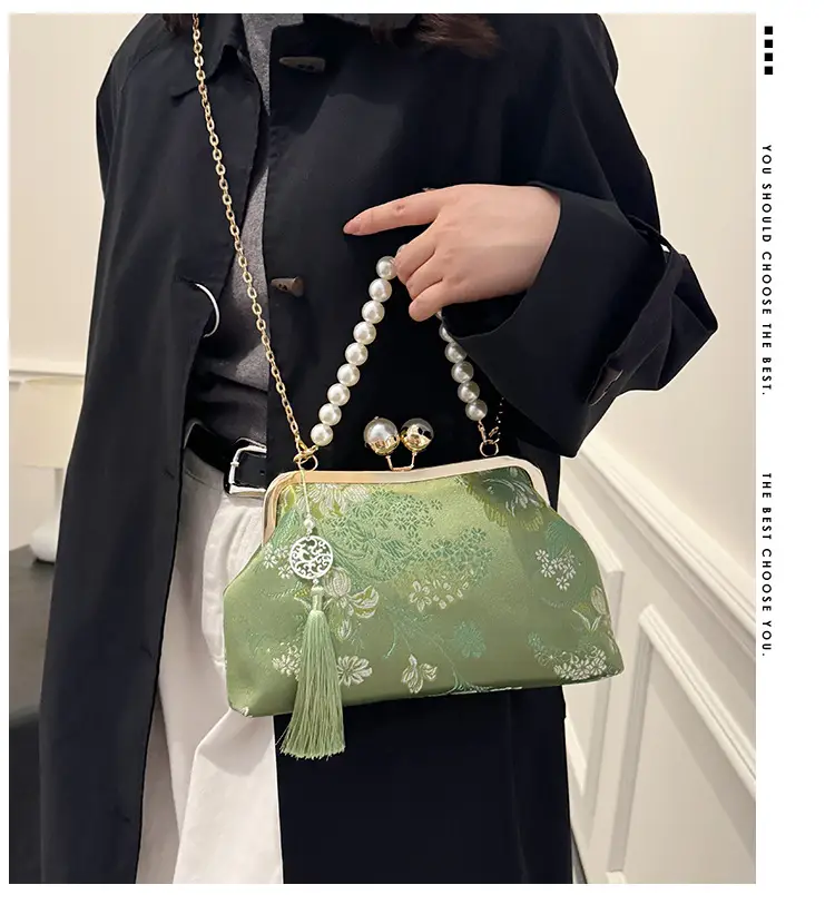 Women Embroidered Pearl Handbag Set 2024 Autumn Winter — feature 2