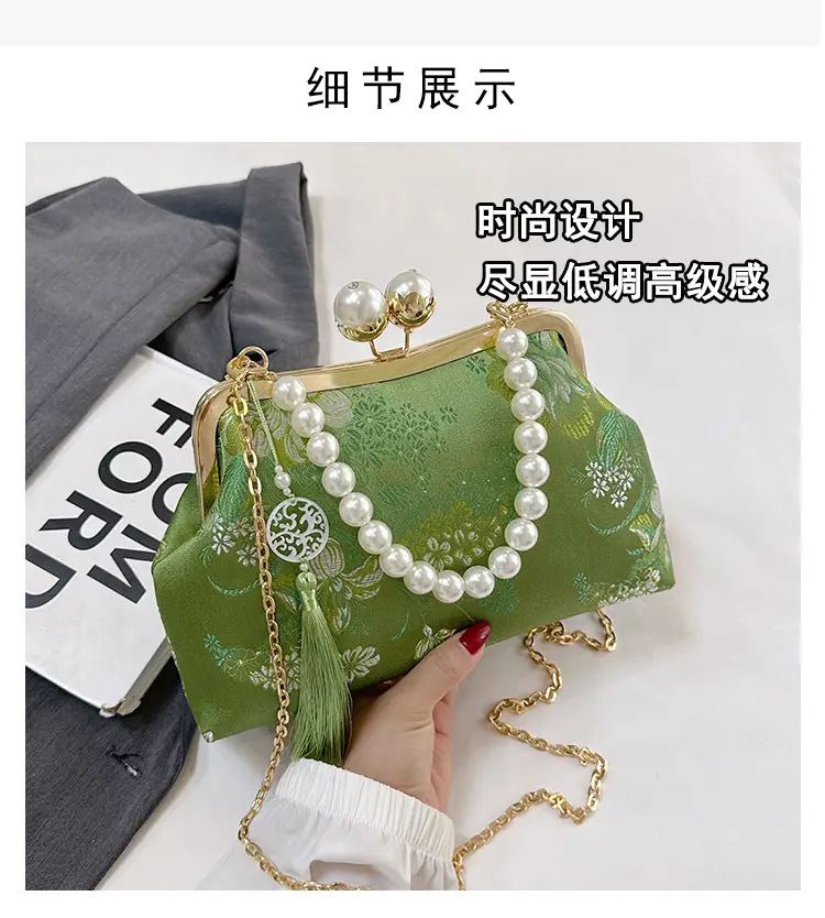 Women Embroidered Pearl Handbag Set 2024 Autumn Winter — feature 5