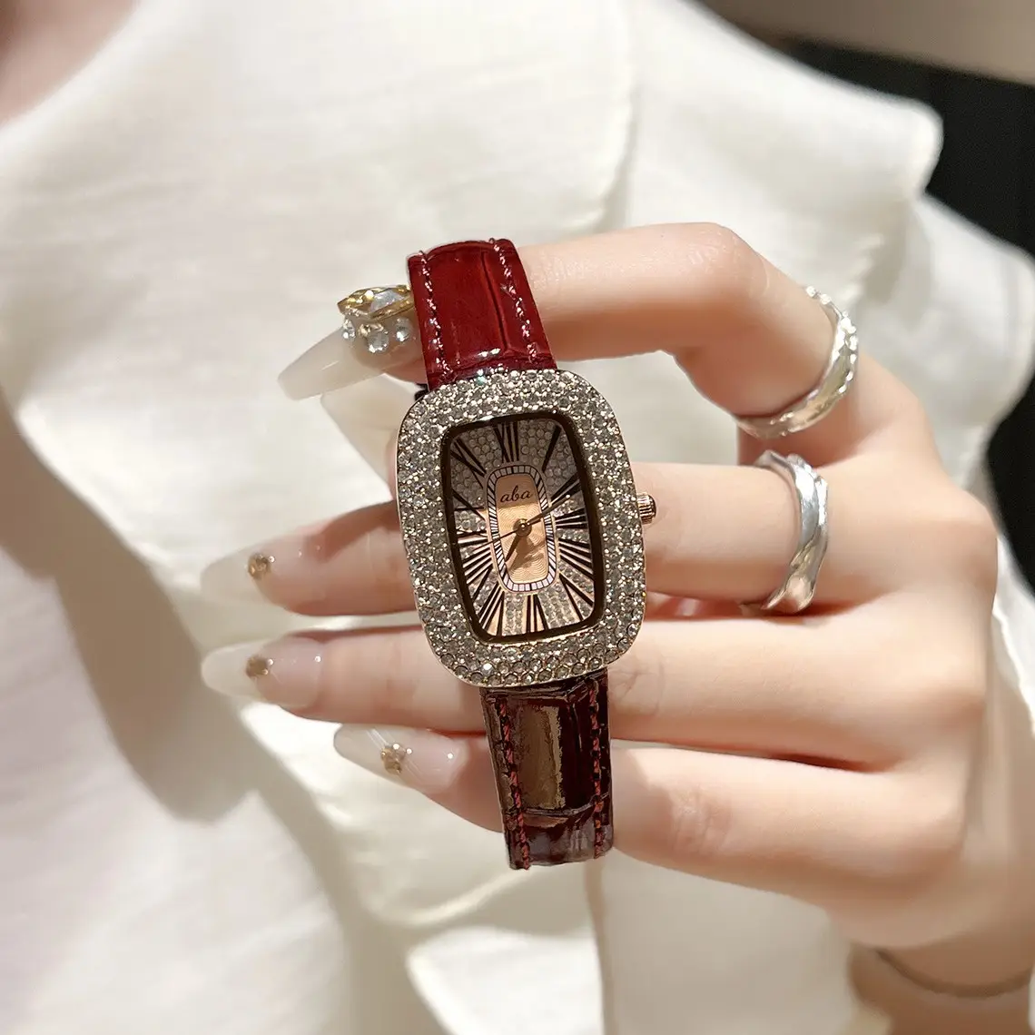 Oval Goddess Watch with Full Diamond Bezel for Women - Image 3