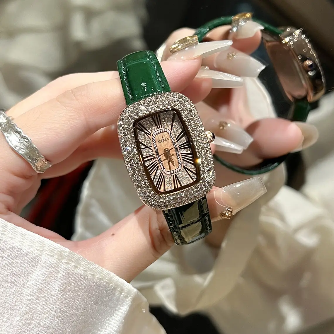 Oval Goddess Watch with Full Diamond Bezel for Women - Image 5