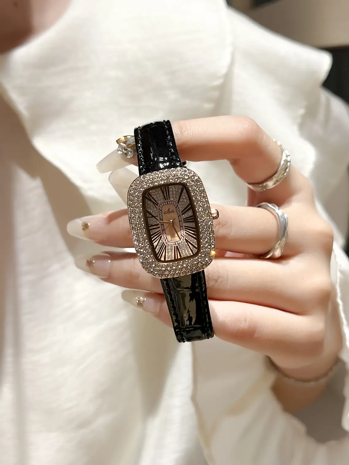 Oval Goddess Watch with Full Diamond Bezel for Women — feature 2