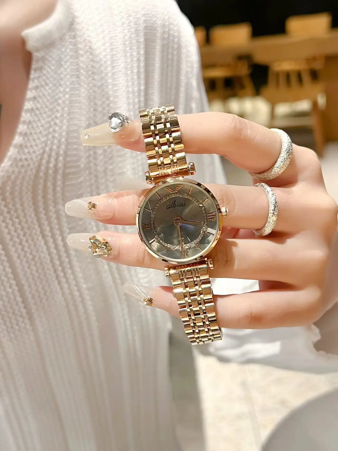 Women's Ferris Wheel Watch with Grey Steel Belt — feature 2
